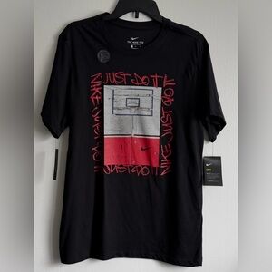 Nike Men's Black and Red Graphic Tee